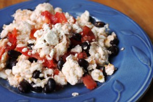 Egg Whites with Balck Beans, Tomatoes & Feta