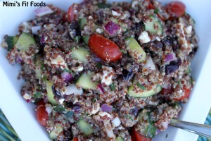 Quinoa, Cucumber, Tomato, Olives, Feta Cheese, Balsamic Vinegar, Lemon