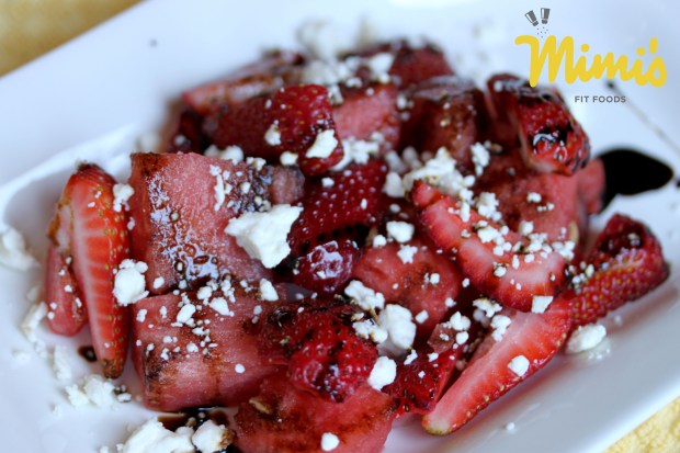 Watermelon, Strawberry, and Feta Salad With a Balsamic Reduction - Mimi's Fit Foods