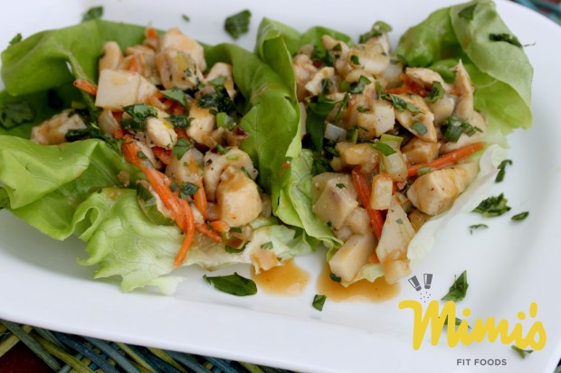 Thai Chicken Lettuce Wraps with Sweet Peanut Sauce - Mimi's Fit Foods