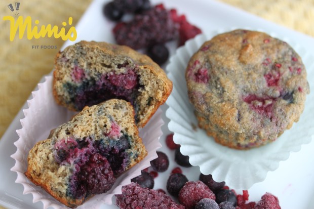 Whole Wheat Triple Berry Protein Muffins - Mimi's Fit Foods